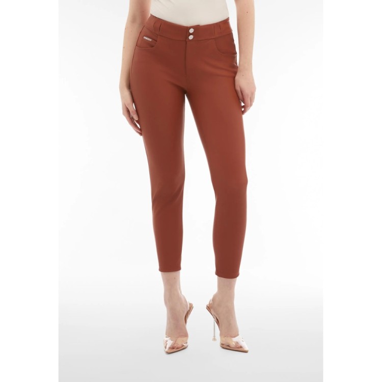 Freddy N.O.W.® Eco Vegan Leather Damen Comfort Lederhose - 7/8 Mid Waist Super Skinny - Braun