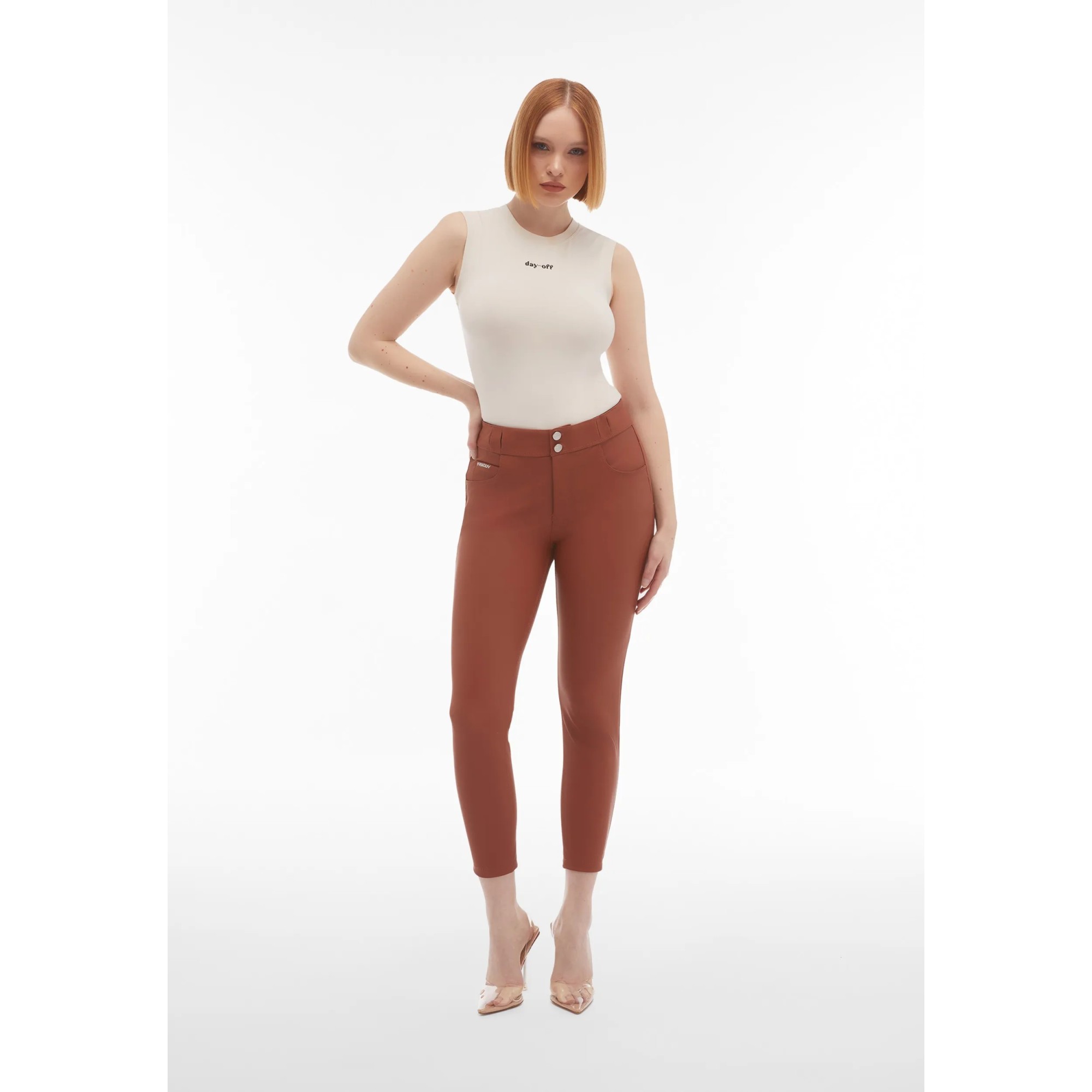 Freddy N.O.W.® Eco Vegan Leather Damen Comfort Lederhose - 7/8 Mid Waist Super Skinny - Braun Freddy N.O.W.® Eco Vegan Leather Damen Comfort Lederhose - 7/8 Mid Waist Super Skinny - Braun