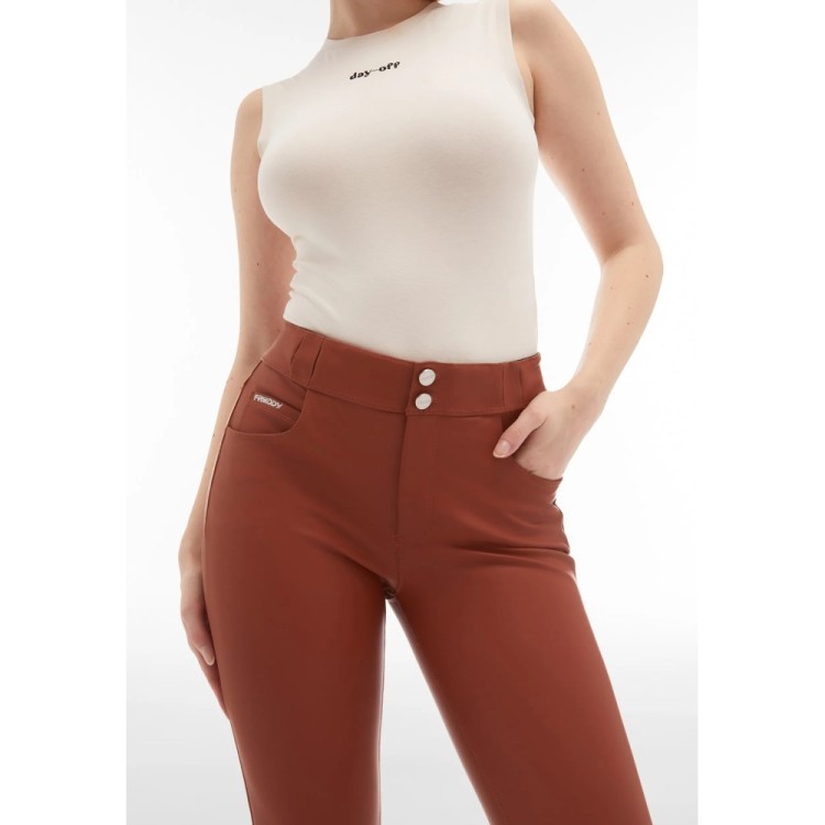 Freddy N.O.W.® Eco Vegan Leather Damen Comfort Lederhose - 7/8 Mid Waist Super Skinny - Braun