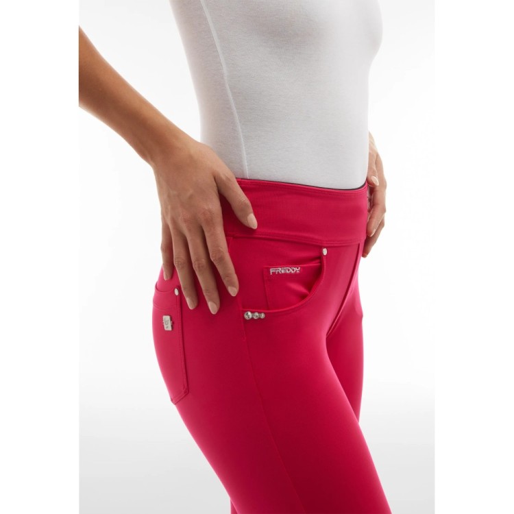 Freddy N.O.W.® Yoga Eco Tech Damen Comfort Hose - 7/8 Mid Waist Super Skinny - Pink/Fuchsia