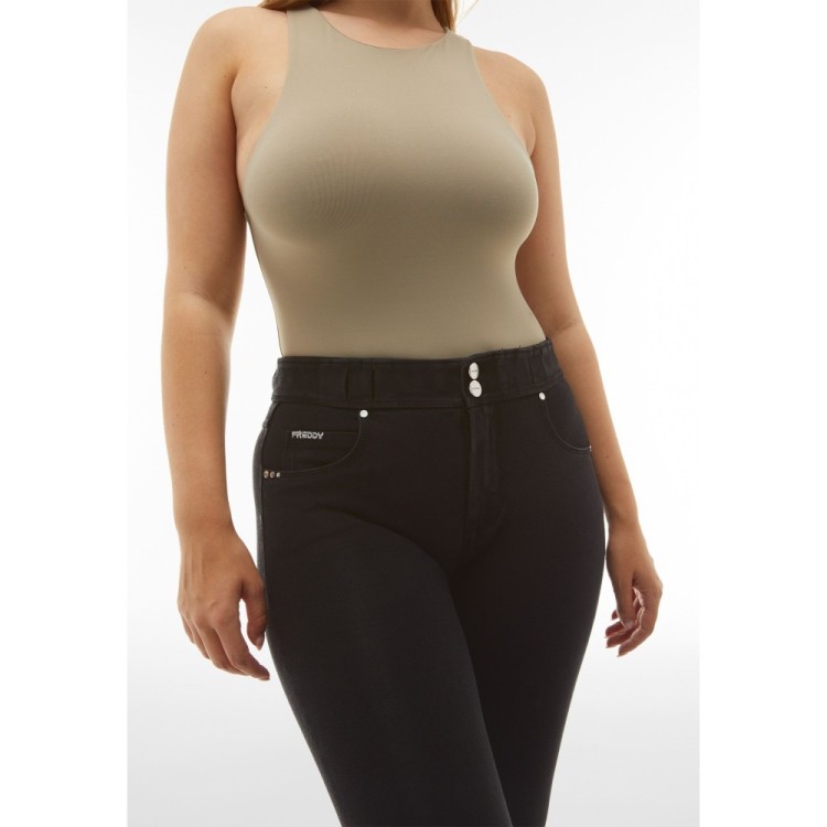 Freddy N.O.W.® Eco Damen Comfort Hose - Mid Waist Skinny - Schwarz - Schwarze Nähte - J7N