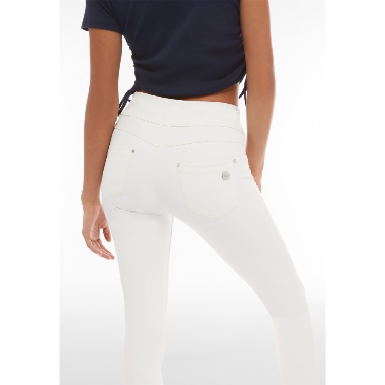 Freddy N.O.W.® Yoga Vegan Leather Damen Comfort Lederhose - Mid Waist Skinny - Lily White