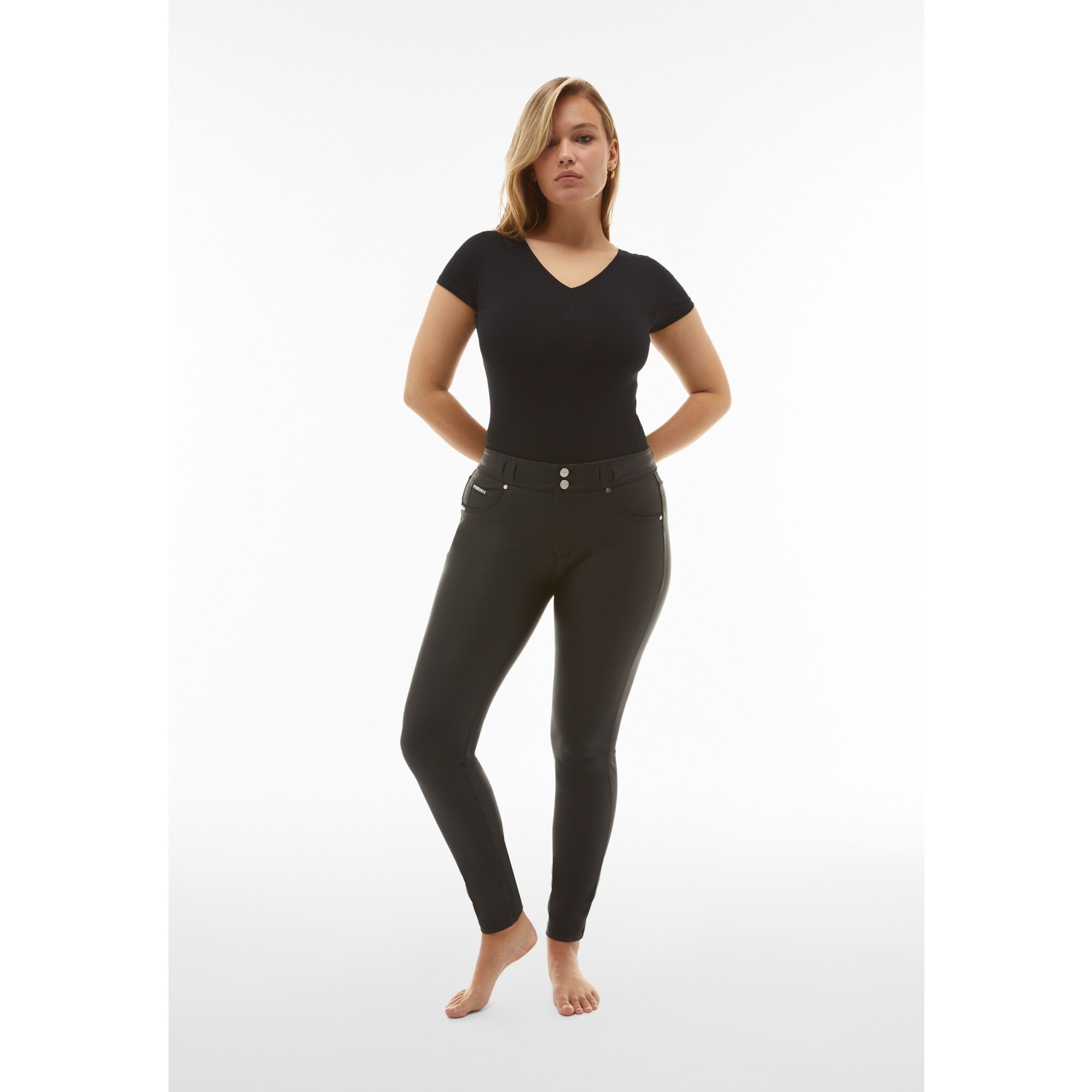 Freddy N.O.W.® Vegan Leather Damen Comfort Lederhose - Mid Waist Skinny - Schwarz - N0 Freddy N.O.W.® Vegan Leather Damen Comfort Lederhose - Mid Waist Skinny - Schwarz - N0