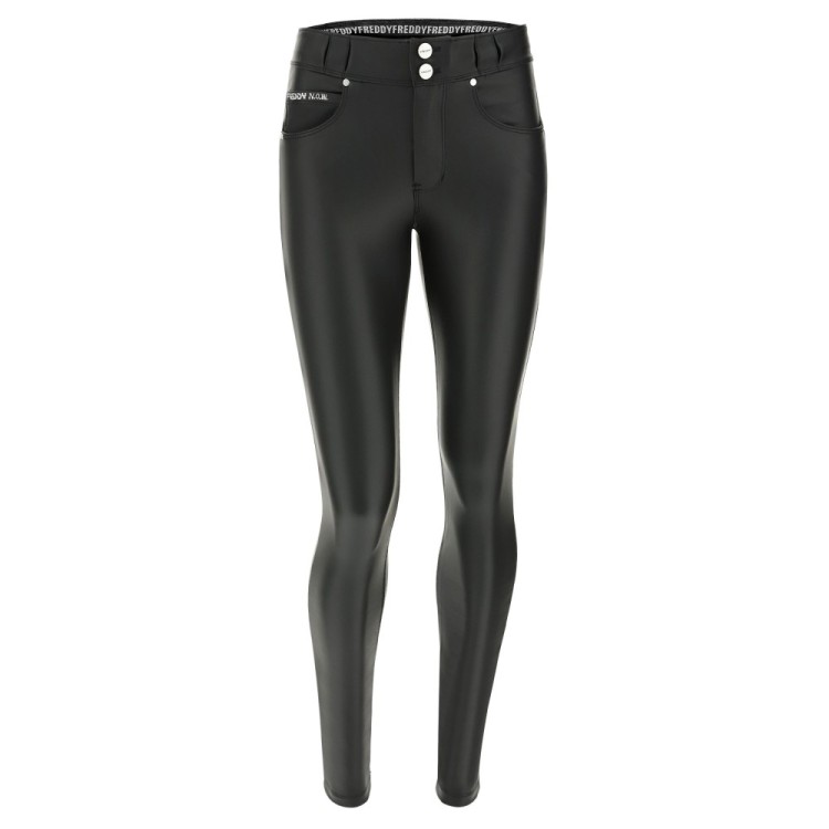 Freddy N.O.W.® Vegan Leather Damen Comfort Lederhose - Mid Waist Skinny - Schwarz - N0