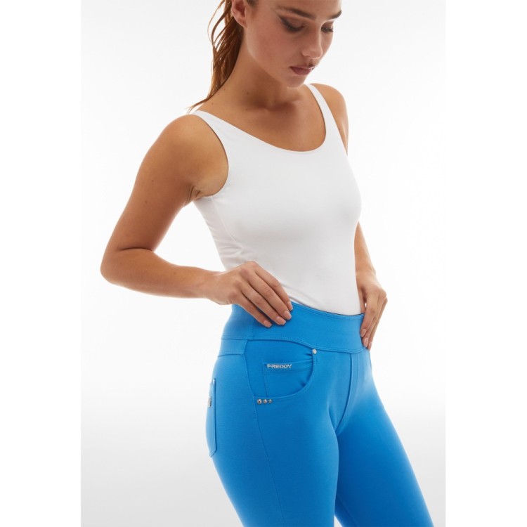 Freddy N.O.W.® Yoga Eco Damen Comfort Hose - 7/8 Mid Waist Super Skinny - Blau