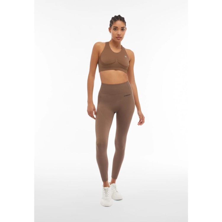 Freddy Seamless Sport Leggings - 7/8-Länge - High Waist - Brown - M105