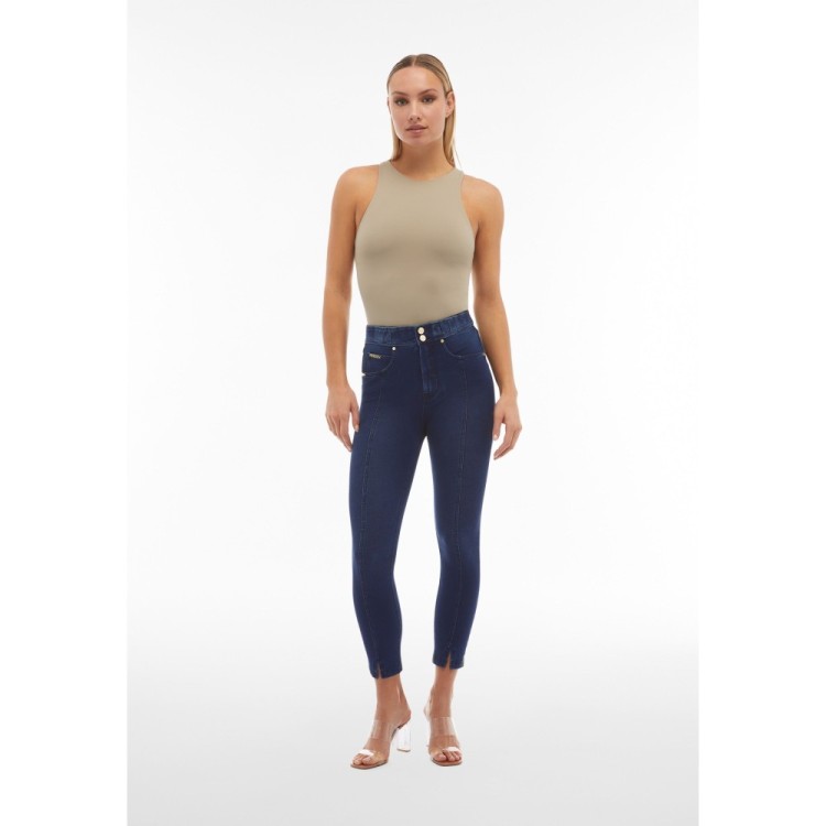Freddy N.O.W.® Eco Damen Comfort Jeans - 7/8 High Waist Super Skinny - Indigoblau - Blaue Nähte - J0B