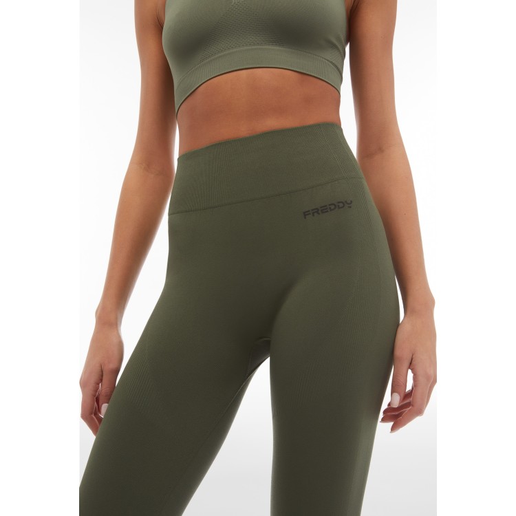Freddy Seamless Sport Leggings - 7/8-Länge - High Waist - Green - V