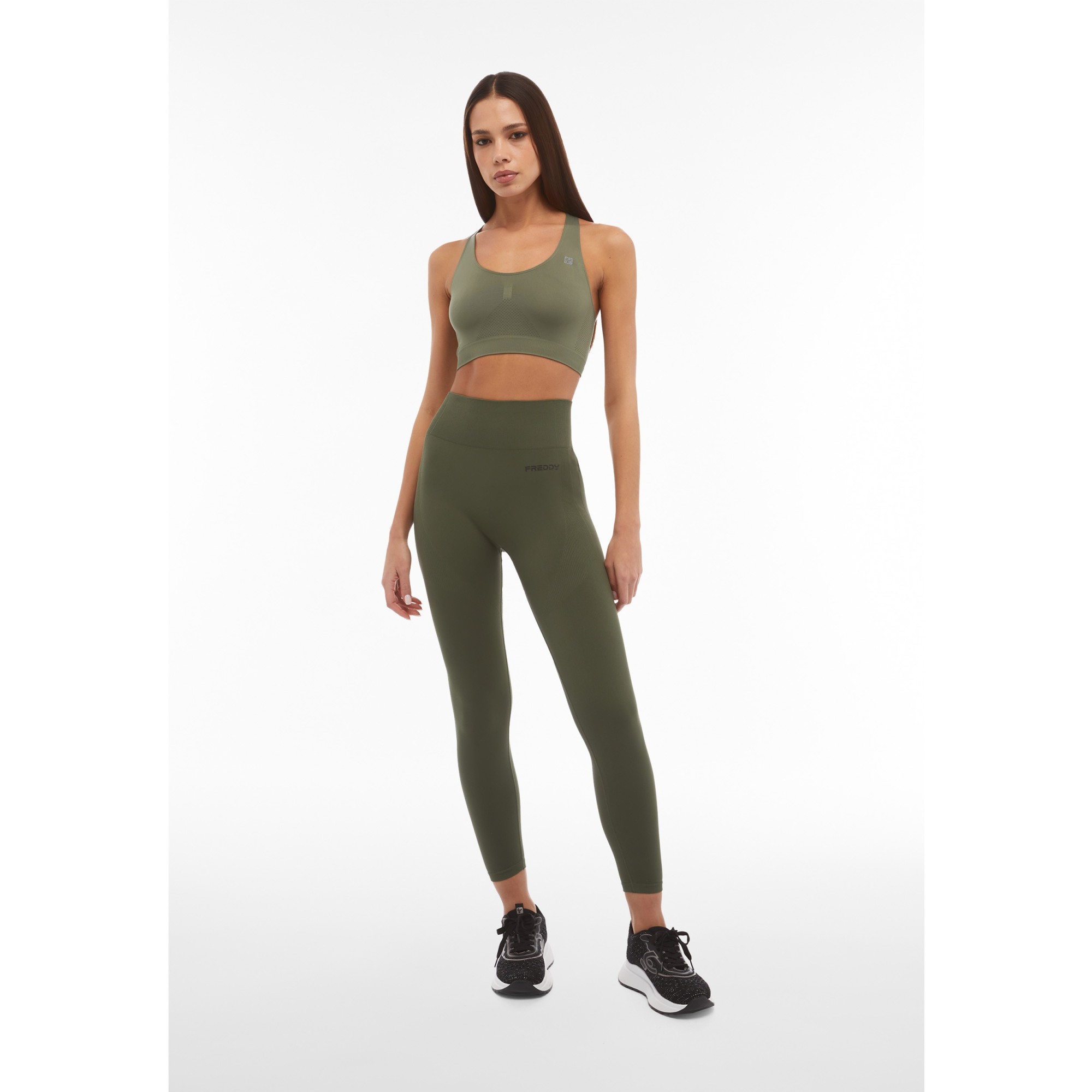 Freddy Seamless Sport Leggings - 7/8-Länge - High Waist - Green - V