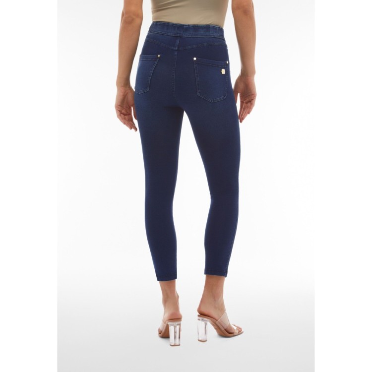Freddy N.O.W.® Eco Damen Comfort Jeans - 7/8 High Waist Super Skinny - Indigoblau - Blaue Nähte - J0B