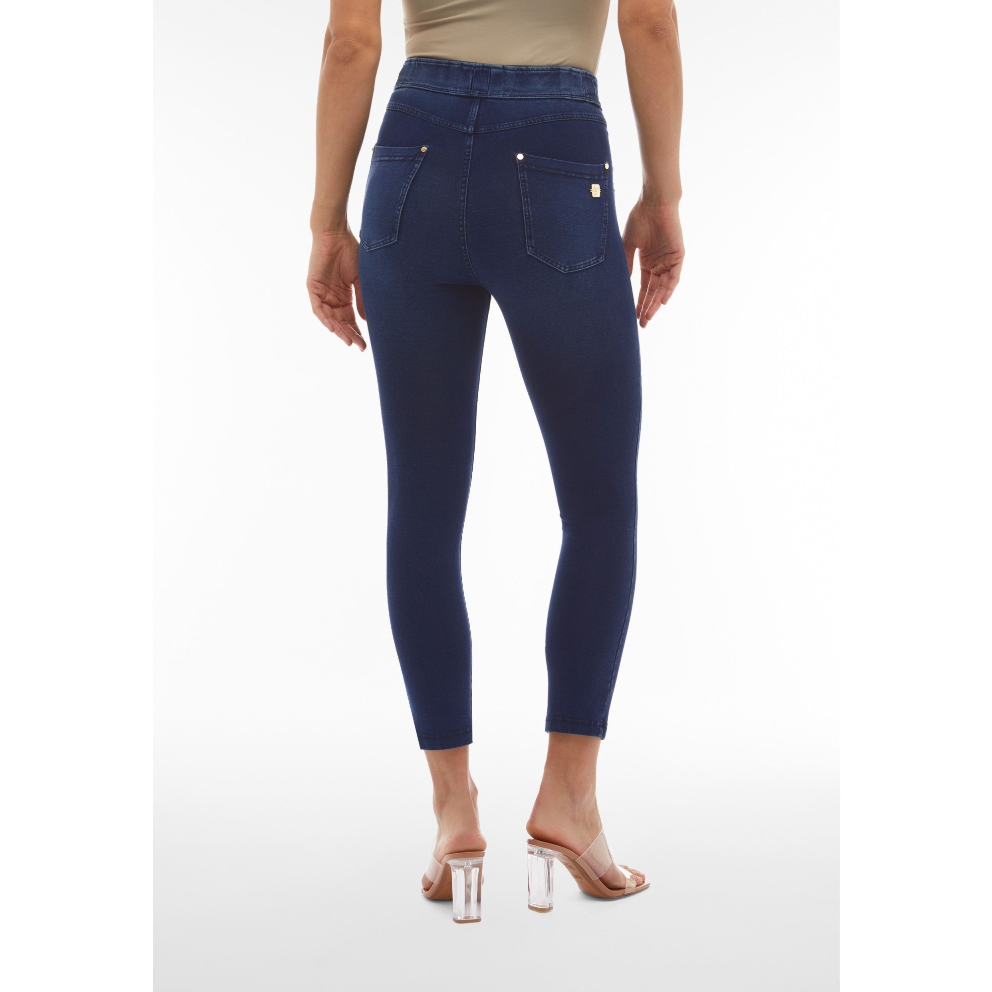 Freddy N.O.W.® Eco Damen Comfort Jeans - 7/8 High Waist Super Skinny - Indigoblau - Blaue Nähte - J0B Freddy N.O.W.® Eco Damen Comfort Jeans - 7/8 High Waist Super Skinny - Indigoblau - Blaue Nähte - J0B