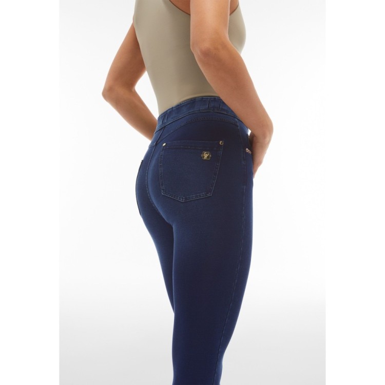 Freddy N.O.W.® Eco Damen Comfort Jeans - 7/8 High Waist Super Skinny - Indigoblau - Blaue Nähte - J0B
