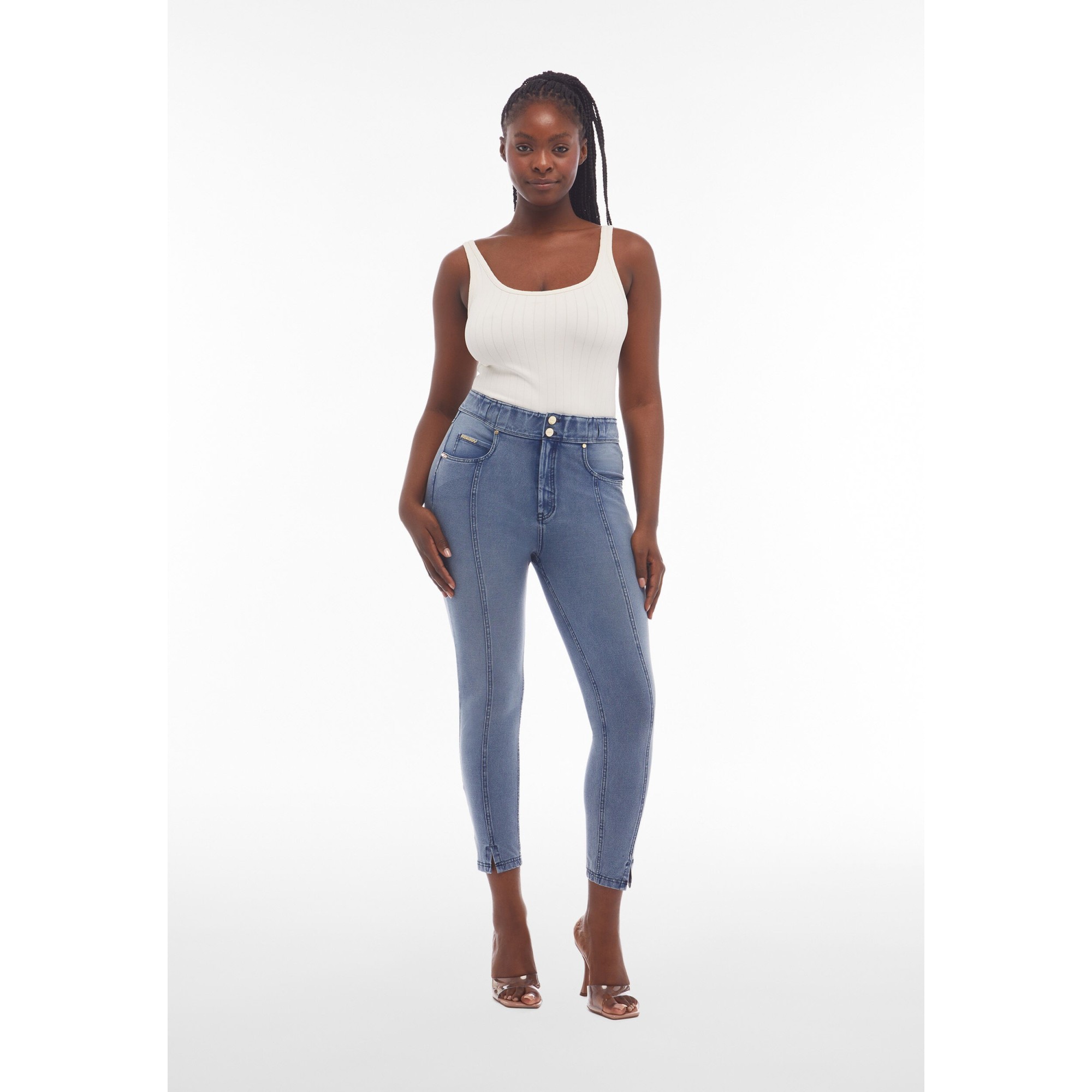 Freddy N.O.W.® Eco Damen Comfort Jeans - 7/8 High Waist Super Skinny - Denim - Blaue Nähte - J108B Freddy N.O.W.® Eco Damen Comfort Jeans - 7/8 High Waist Super Skinny - Denim - Blaue Nähte - J108B