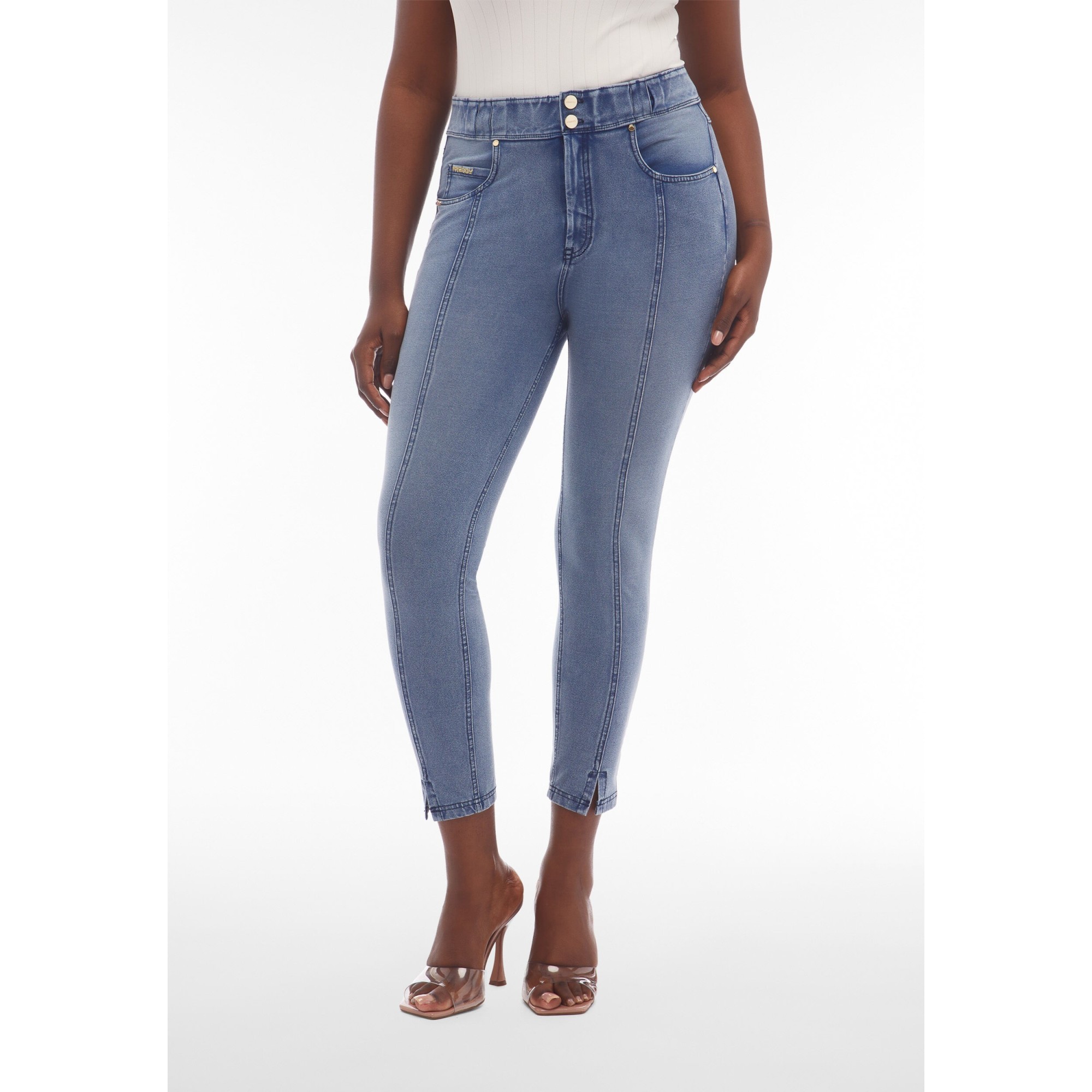 Freddy N.O.W.® Eco Damen Comfort Jeans - 7/8 High Waist Super Skinny - Denim - Blaue Nähte - J108B Freddy N.O.W.® Eco Damen Comfort Jeans - 7/8 High Waist Super Skinny - Denim - Blaue Nähte - J108B