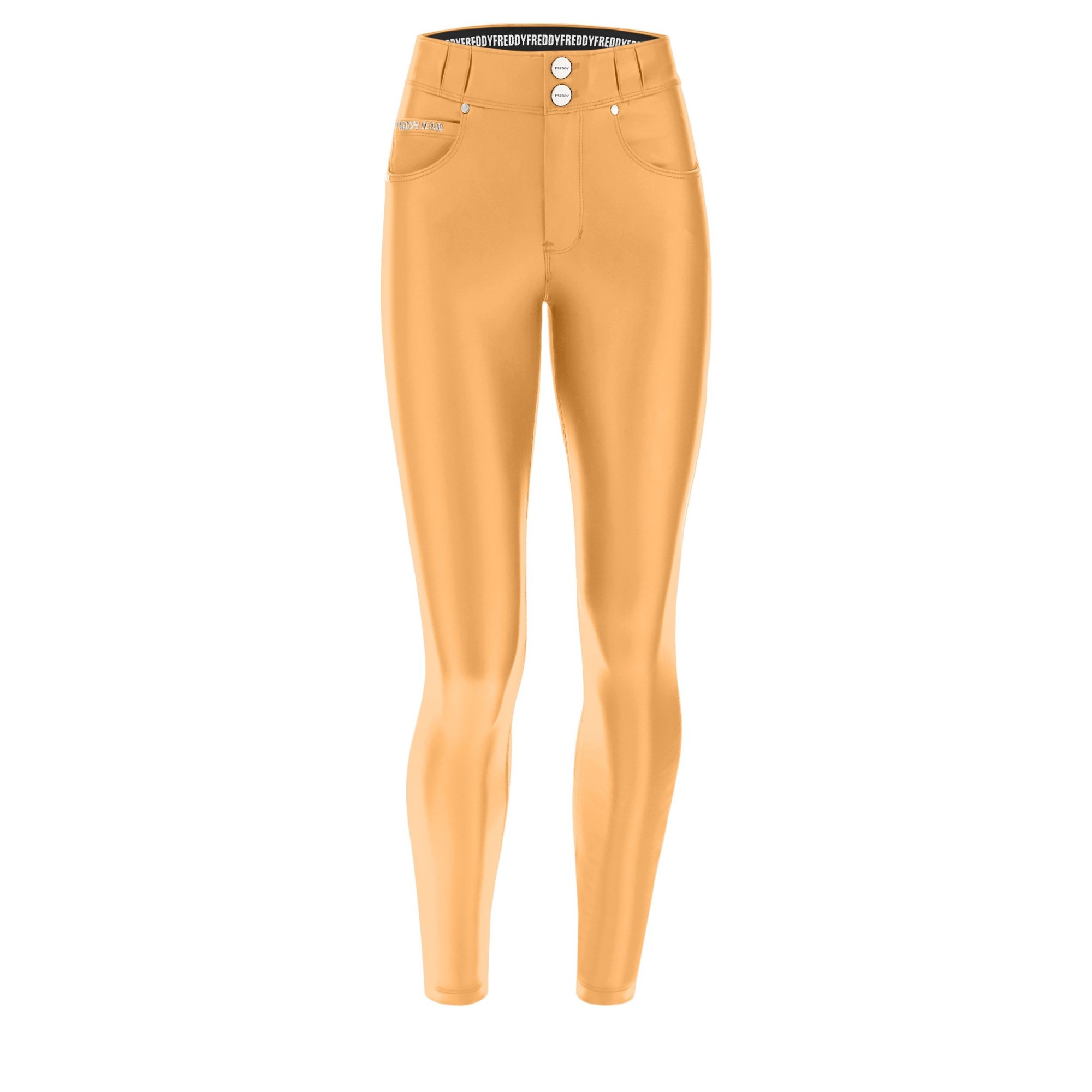 Freddy N.O.W.® Vegan Leather Damen Comfort Lederhose - 7/8 Mid Waist Super Skinny - Orange - A50 Freddy N.O.W.® Vegan Leather Damen Comfort Lederhose - 7/8 Mid Waist Super Skinny - Orange - A50