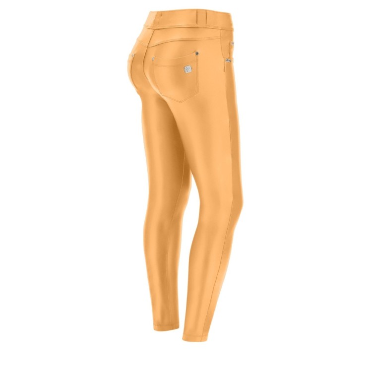 Freddy N.O.W.® Vegan Leather Damen Comfort Lederhose - 7/8 Mid Waist Super Skinny - Orange - A50