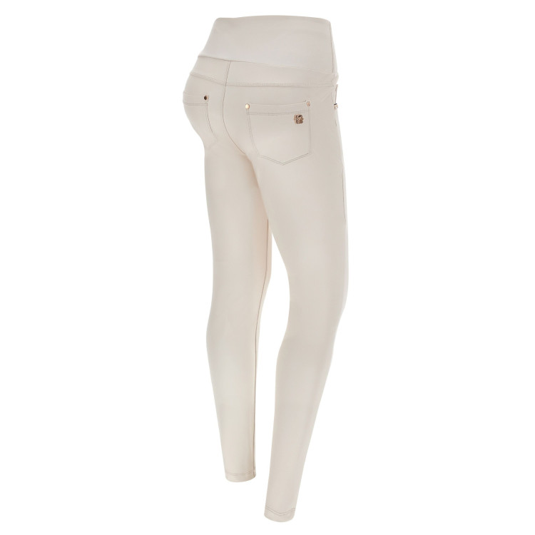 Freddy N.O.W.® Yoga Vegan Leather Damen Comfort Lederhose - High High Waist Super Skinny - Weißgrau - Z102