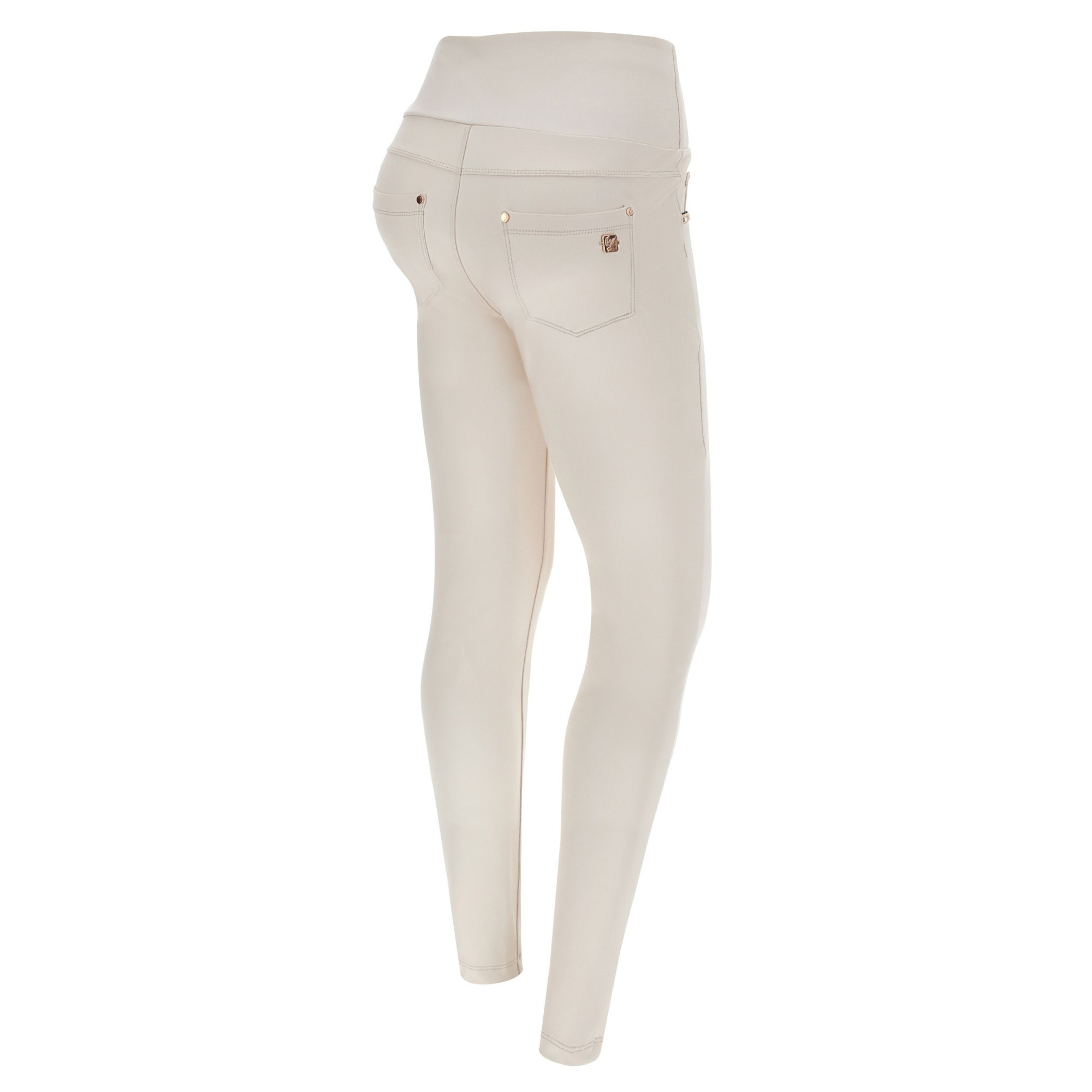 Freddy N.O.W.® Yoga Vegan Leather Damen Comfort Lederhose - High High Waist Super Skinny - Weißgrau - Z102 Freddy N.O.W.® Yoga Vegan Leather Damen Comfort Lederhose - High High Waist Super Skinny - Weißgrau - Z102