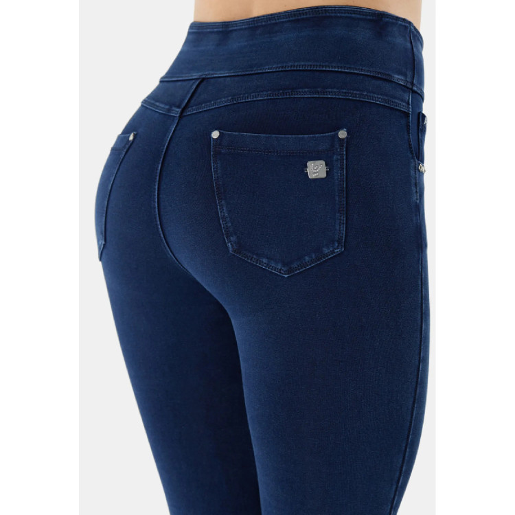 Freddy N.O.W.® Yoga Damen Comfort Jeans - Mid Waist Skinny - Blau - Gelbe Nähte - J0Y
