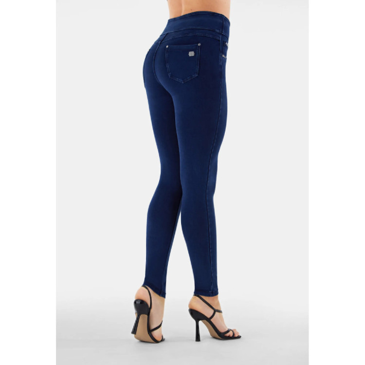 Freddy N.O.W.® Yoga Damen Comfort Jeans - Mid Waist Skinny - Blau - Gelbe Nähte - J0Y