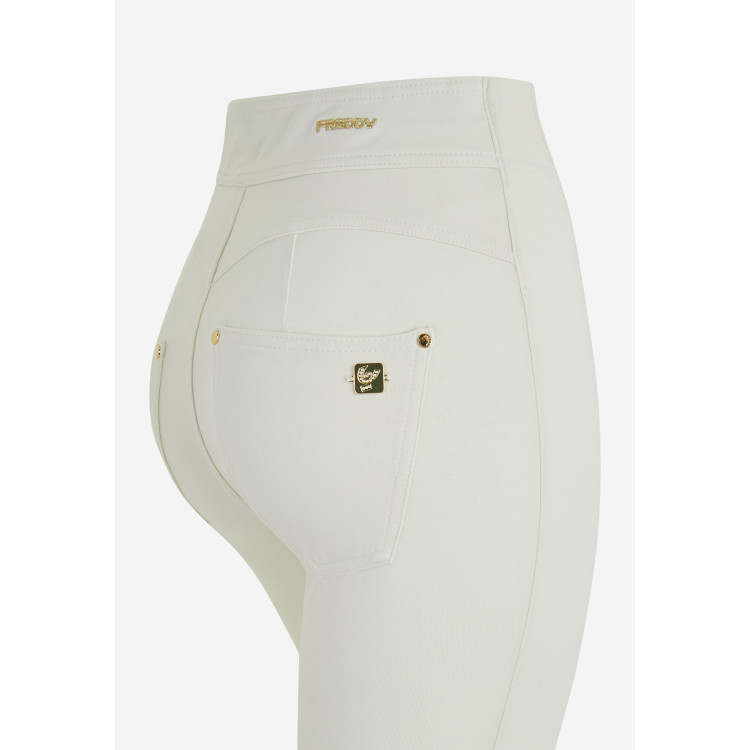Freddy N.O.W.® Yoga Eco Damen Comfort Hose - Super High Waist Skinny - Mit Nähten auf den Beinen - Lily White