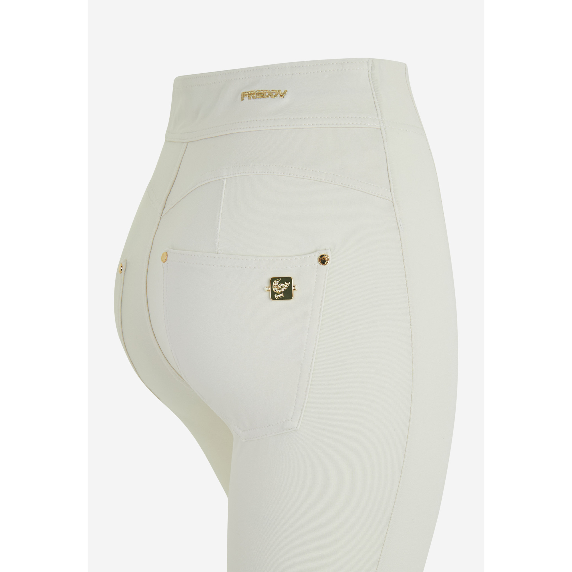 Freddy N.O.W.® Yoga Eco Damen Comfort Hose - Super High Waist Skinny - Mit Nähten auf den Beinen - Lily White Freddy N.O.W.® Yoga Eco Damen Comfort Hose - Super High Waist Skinny - Mit Nähten auf den Beinen - Lily White