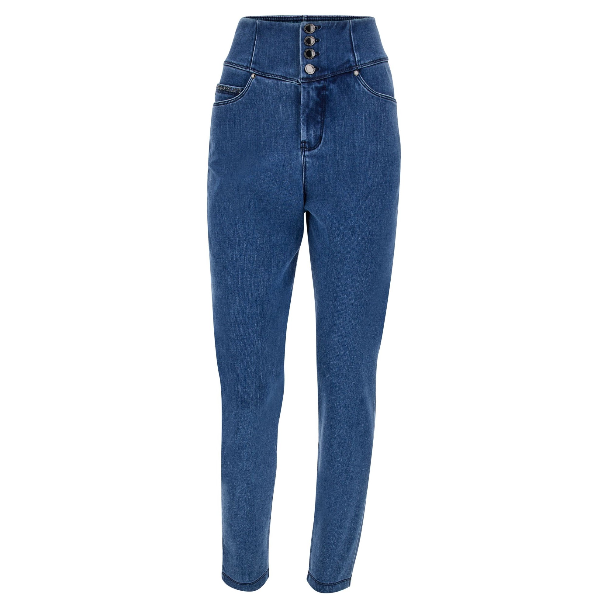 Freddy Fit Jeans - Buttoned Super High Waist Skinny - Clear Denim – Blue Seam - J4B Freddy Fit Jeans - Buttoned Super High Waist Skinny - Clear Denim – Blue Seam - J4B