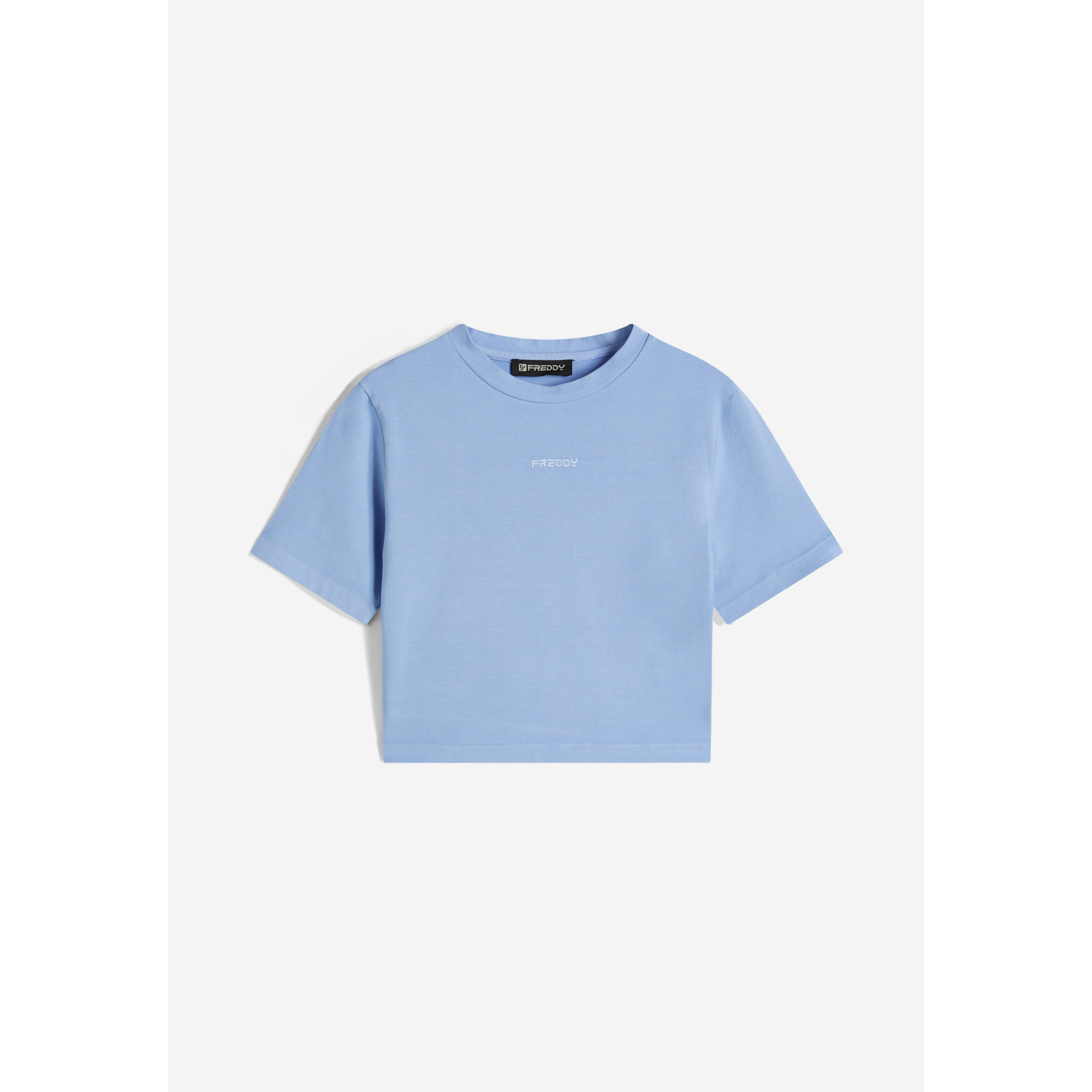 Freddy Slim-Fit Damen Crop Top - Garment-Dyed - Babyblau Freddy Slim-Fit Damen Crop Top - Garment-Dyed - Babyblau