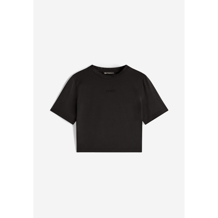 Freddy Slim-Fit Damen Crop Top - Garment-Dyed - Schwarz