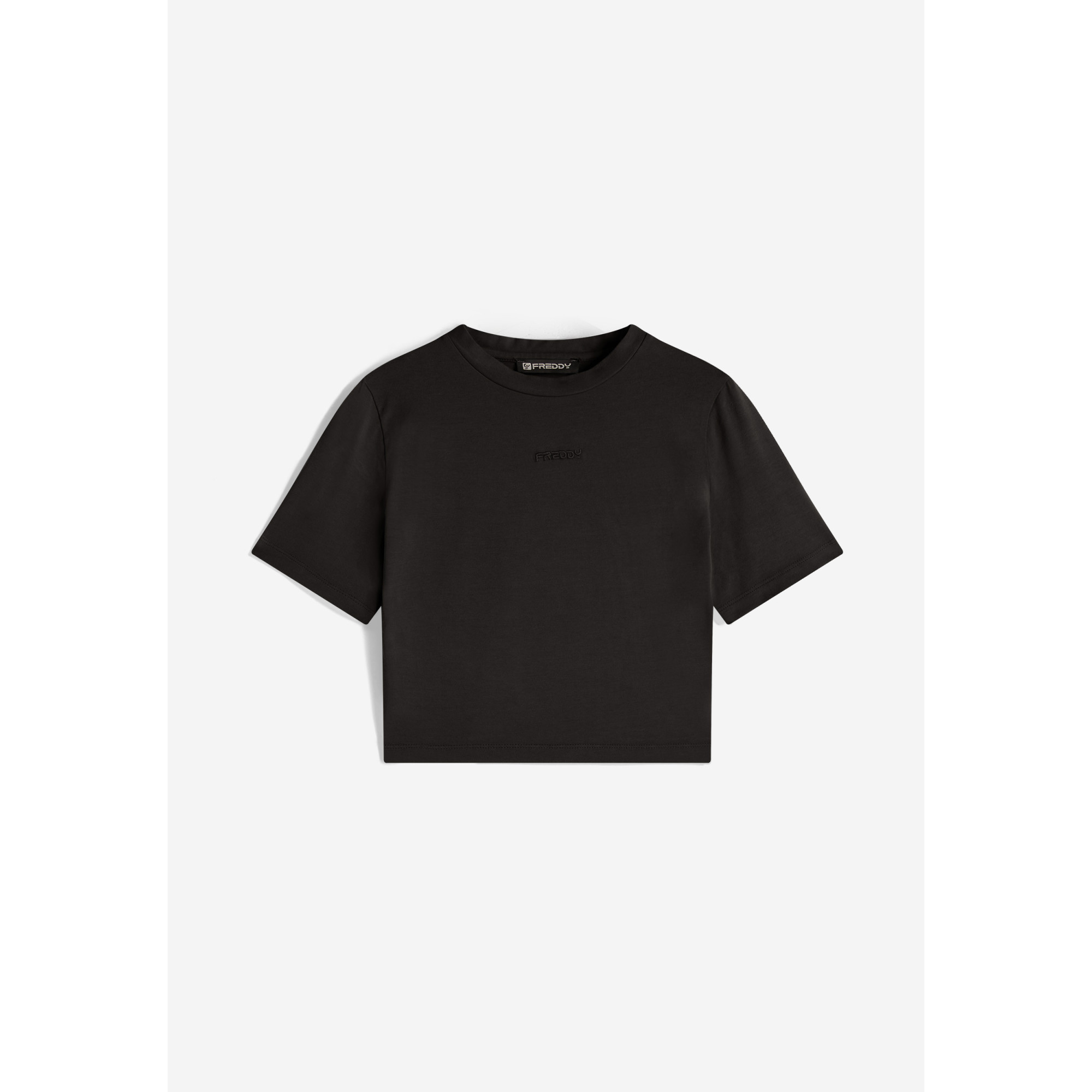 Freddy Slim-Fit Damen Crop Top - Garment-Dyed - Schwarz Freddy Slim-Fit Damen Crop Top - Garment-Dyed - Schwarz