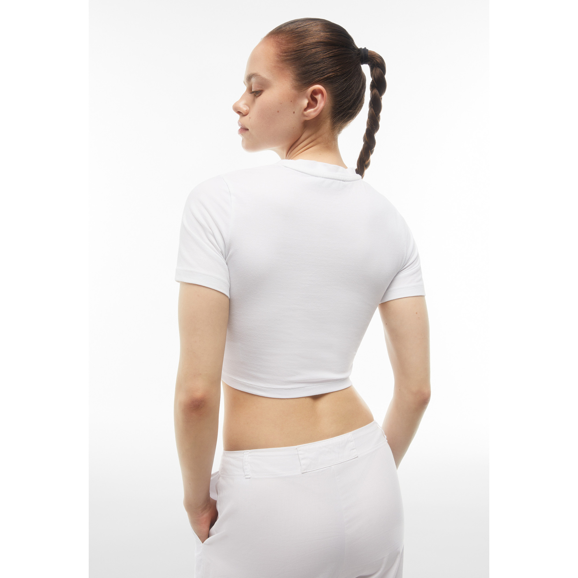 Freddy Slim-Fit Damen Crop Top - Garment-Dyed - Weiß Freddy Slim-Fit Damen Crop Top - Garment-Dyed - Weiß