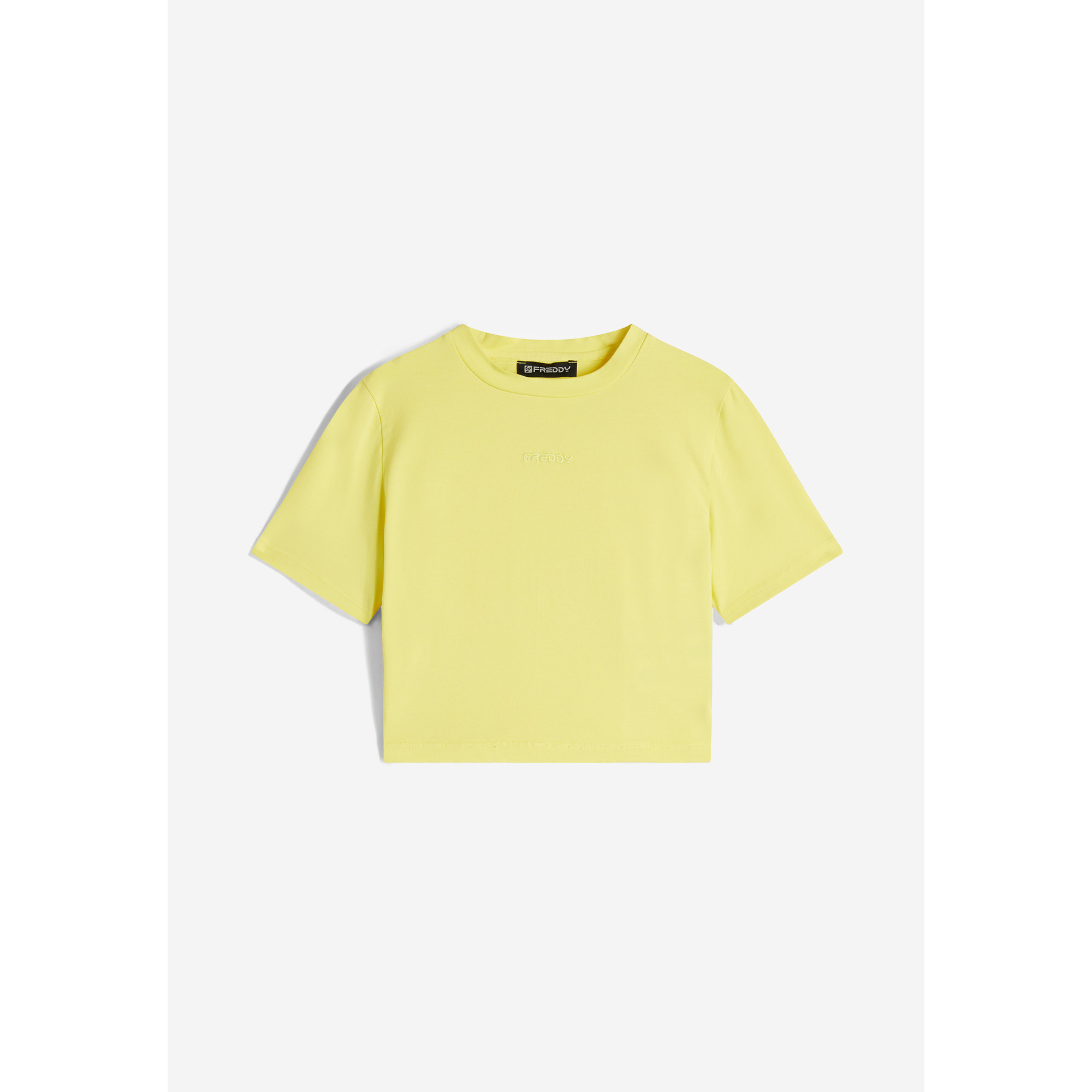 Freddy Slim-Fit Damen Crop Top - Garment-Dyed - Gelb Freddy Slim-Fit Damen Crop Top - Garment-Dyed - Gelb