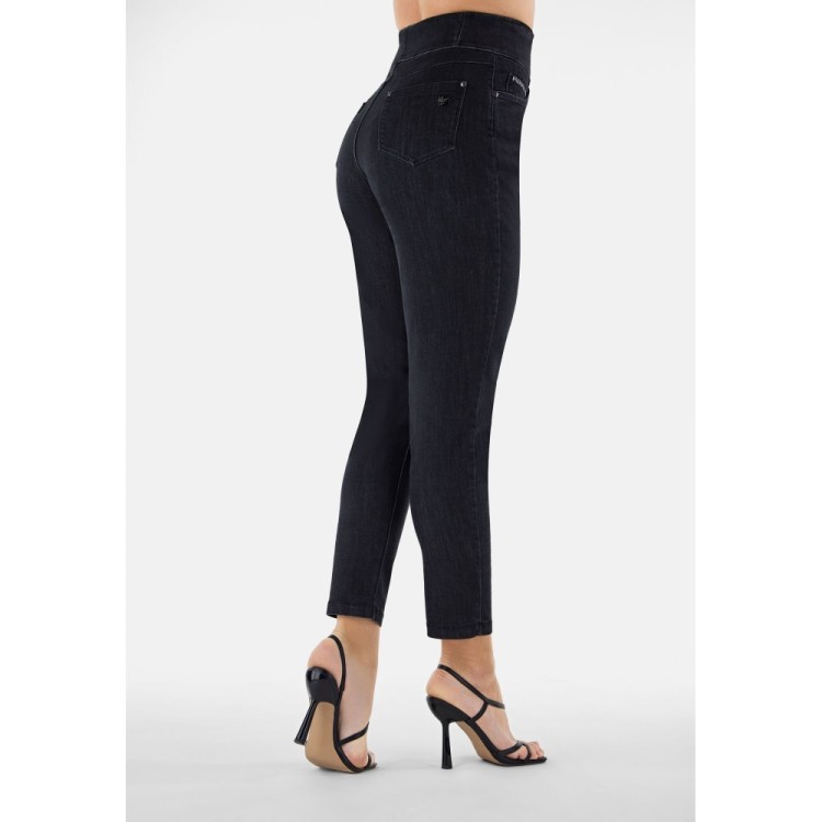 Freddy Fit Jeans - Buttoned Super High Waist Skinny - Black Denim – Black Seam - J7N