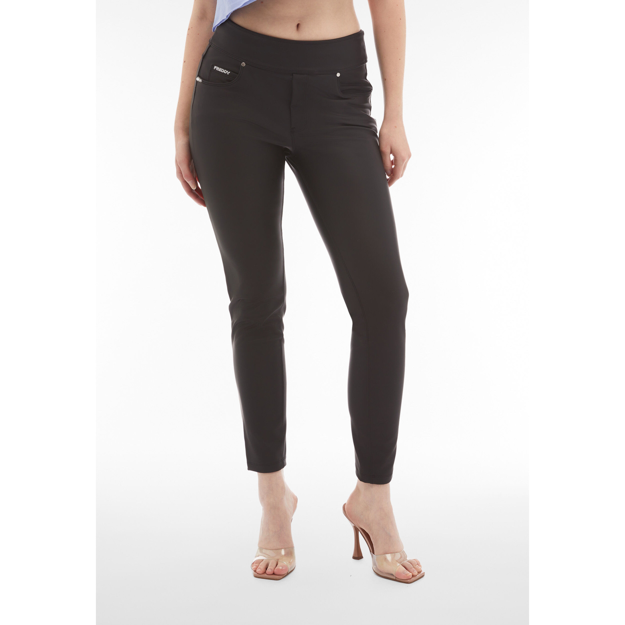 Freddy N.O.W.® Yoga Vegan Leather Damen Comfort Lederhose - Mid Waist Skinny - Schwarz Freddy N.O.W.® Yoga Vegan Leather Damen Comfort Lederhose - Mid Waist Skinny - Schwarz