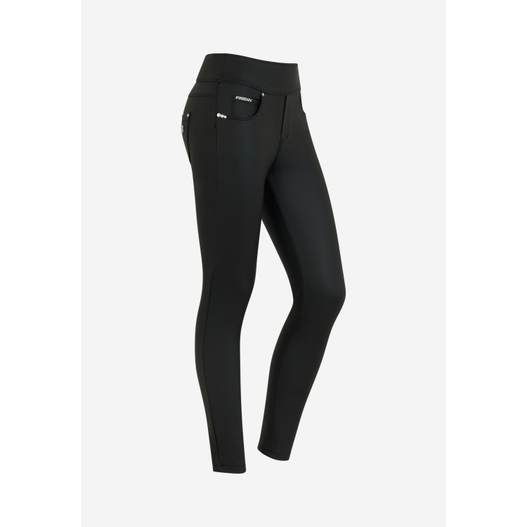 Freddy N.O.W.® Yoga Vegan Leather Damen Comfort Lederhose - Mid Waist Skinny - Schwarz