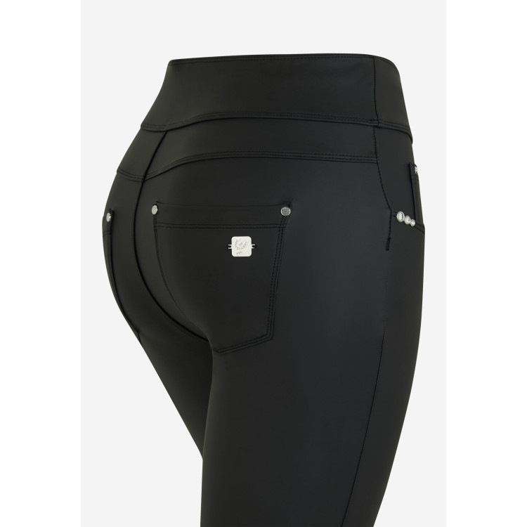 Freddy N.O.W.® Yoga Vegan Leather Damen Comfort Lederhose - Mid Waist Skinny - Schwarz
