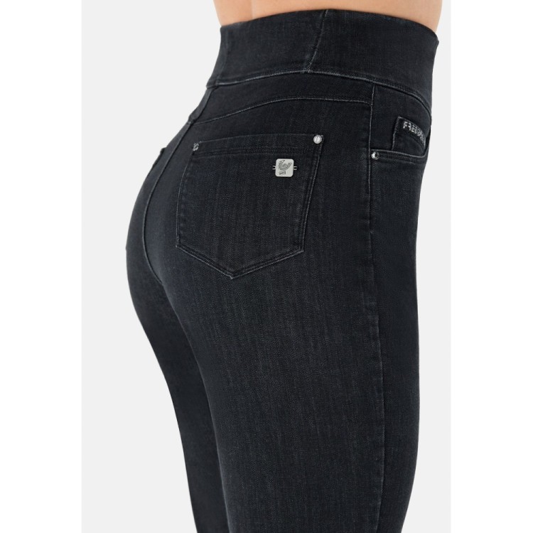 Freddy Fit Jeans - Buttoned Super High Waist Skinny - Black Denim – Black Seam - J7N