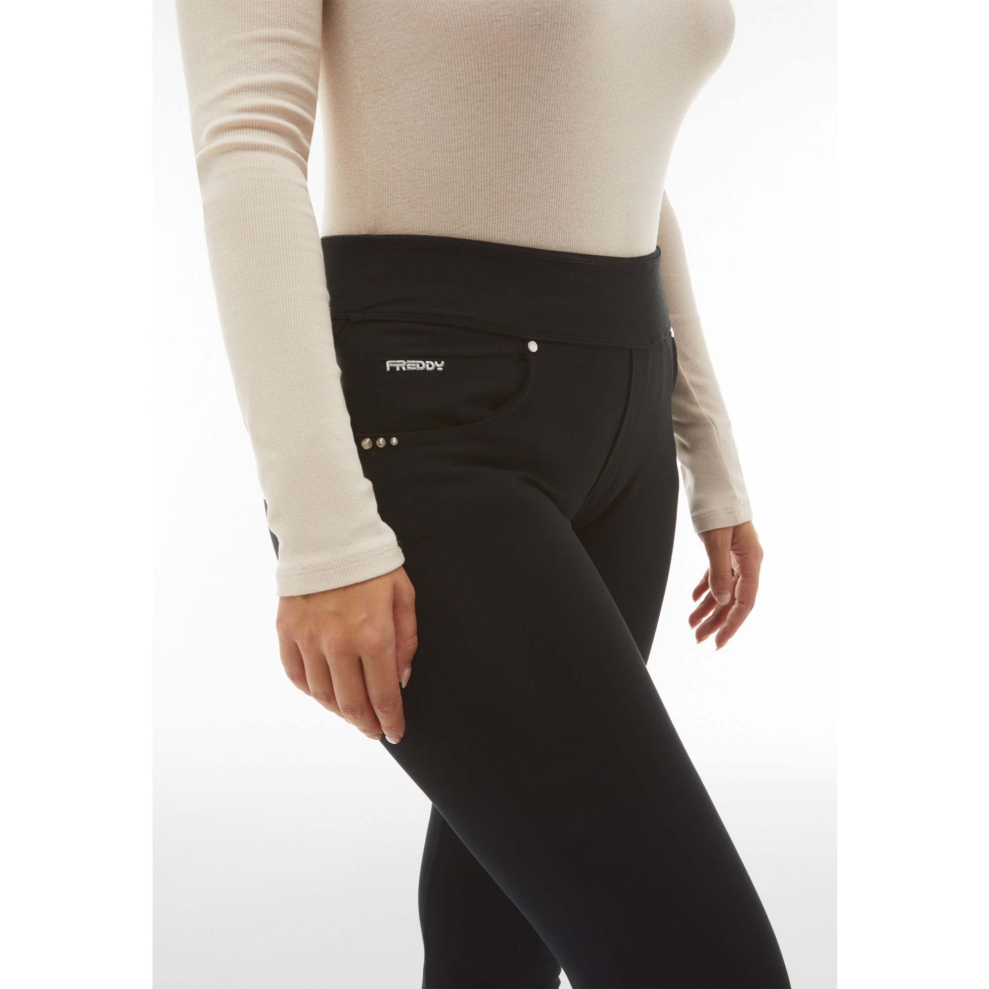 Freddy N.O.W.® Yoga Damen Comfort Hose - Mid Waist Skinny - Schwarz - N0 Freddy N.O.W.® Yoga Damen Comfort Hose - Mid Waist Skinny - Schwarz - N0
