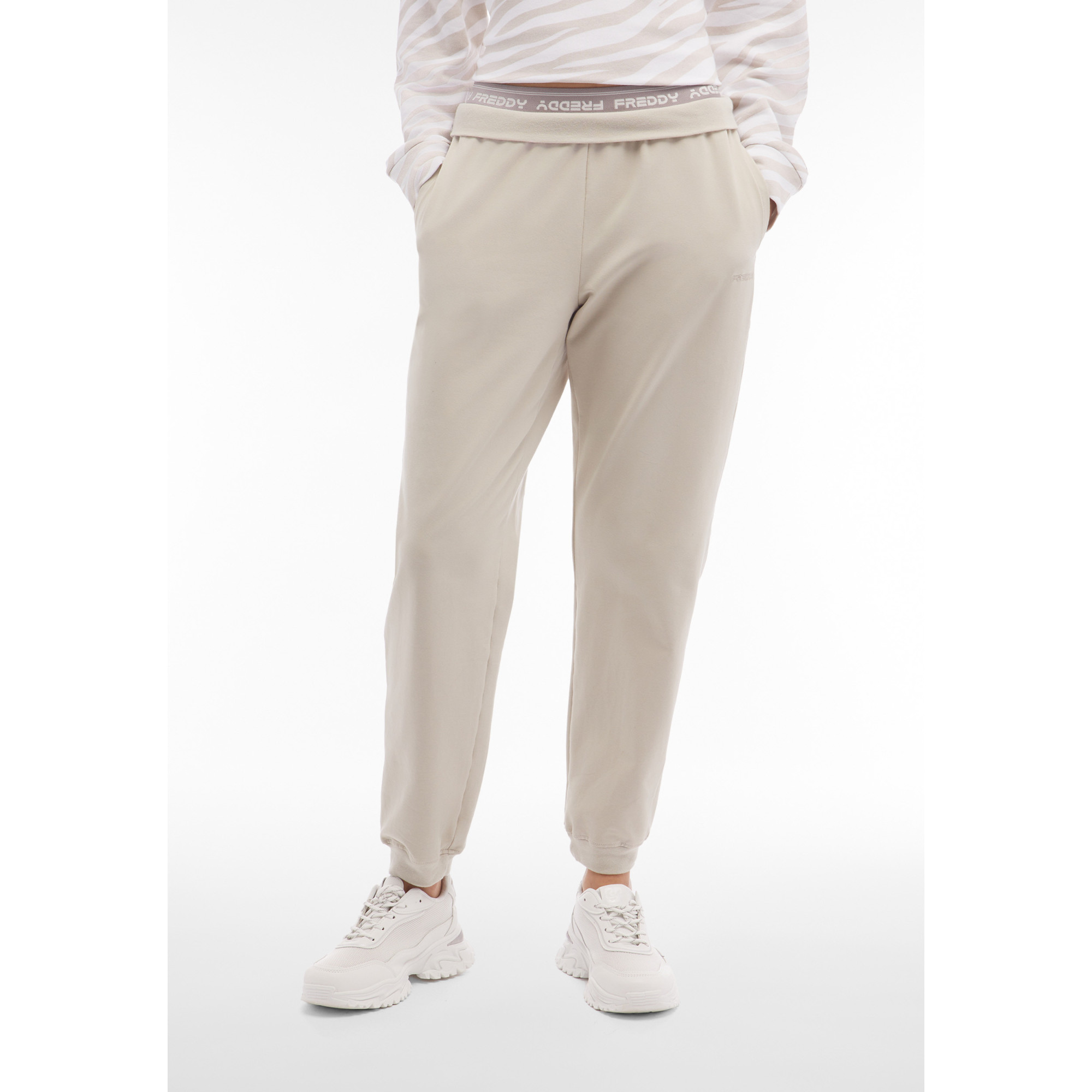 Freddy Jogginghose mit elastischem Bund - Flachsfarben Freddy Jogginghose mit elastischem Bund - Flachsfarben