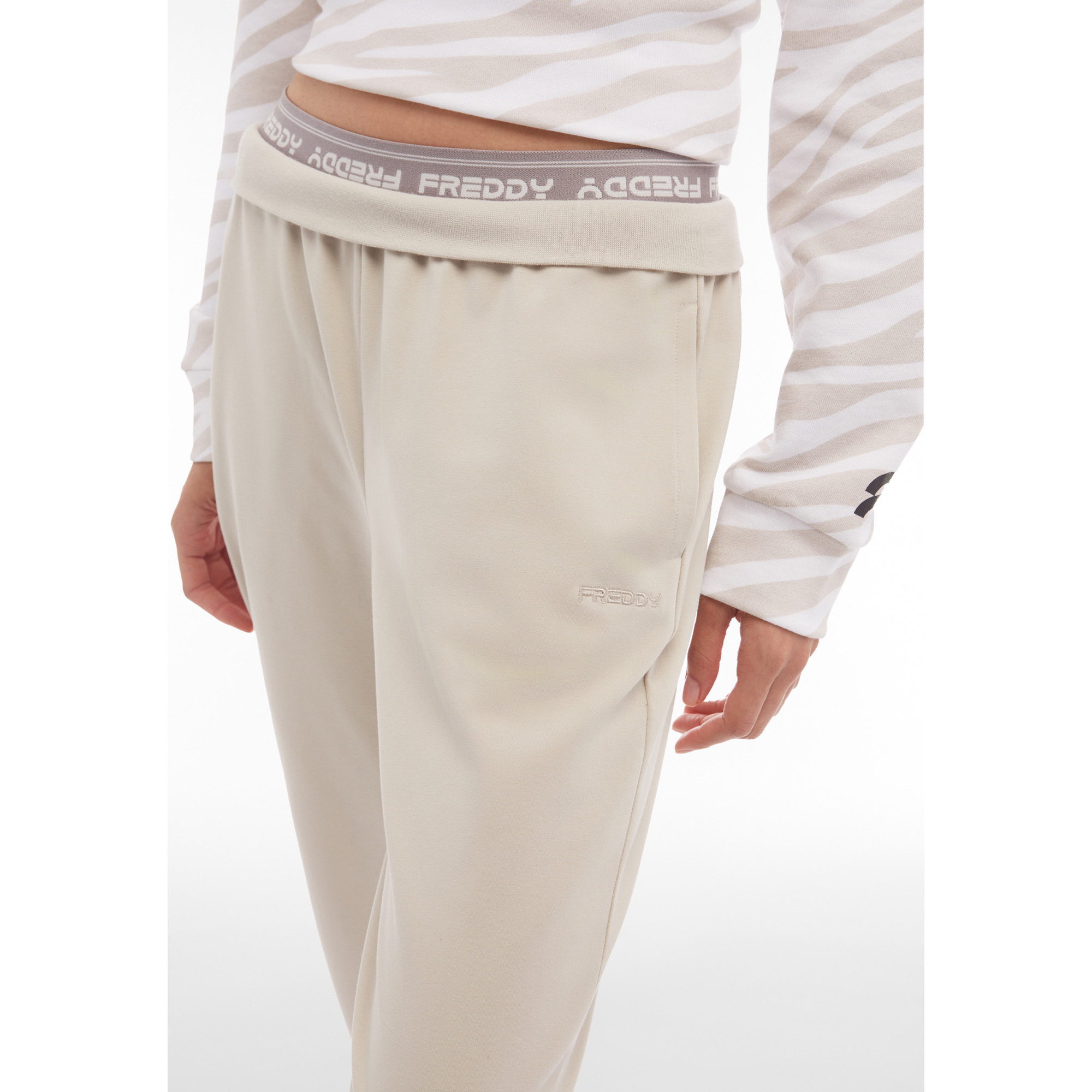 Freddy Jogginghose mit elastischem Bund - Flachsfarben Freddy Jogginghose mit elastischem Bund - Flachsfarben