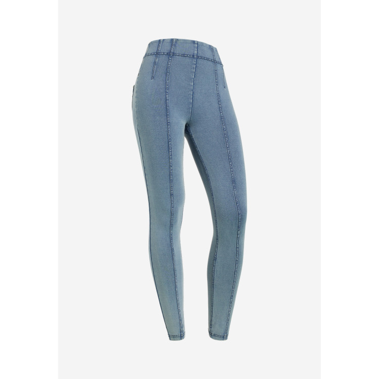 Freddy N.O.W.® Yoga Eco Damen Comfort Jeans - Super High Waist Skinny - Denim hell - Blaue Nähte - J116B