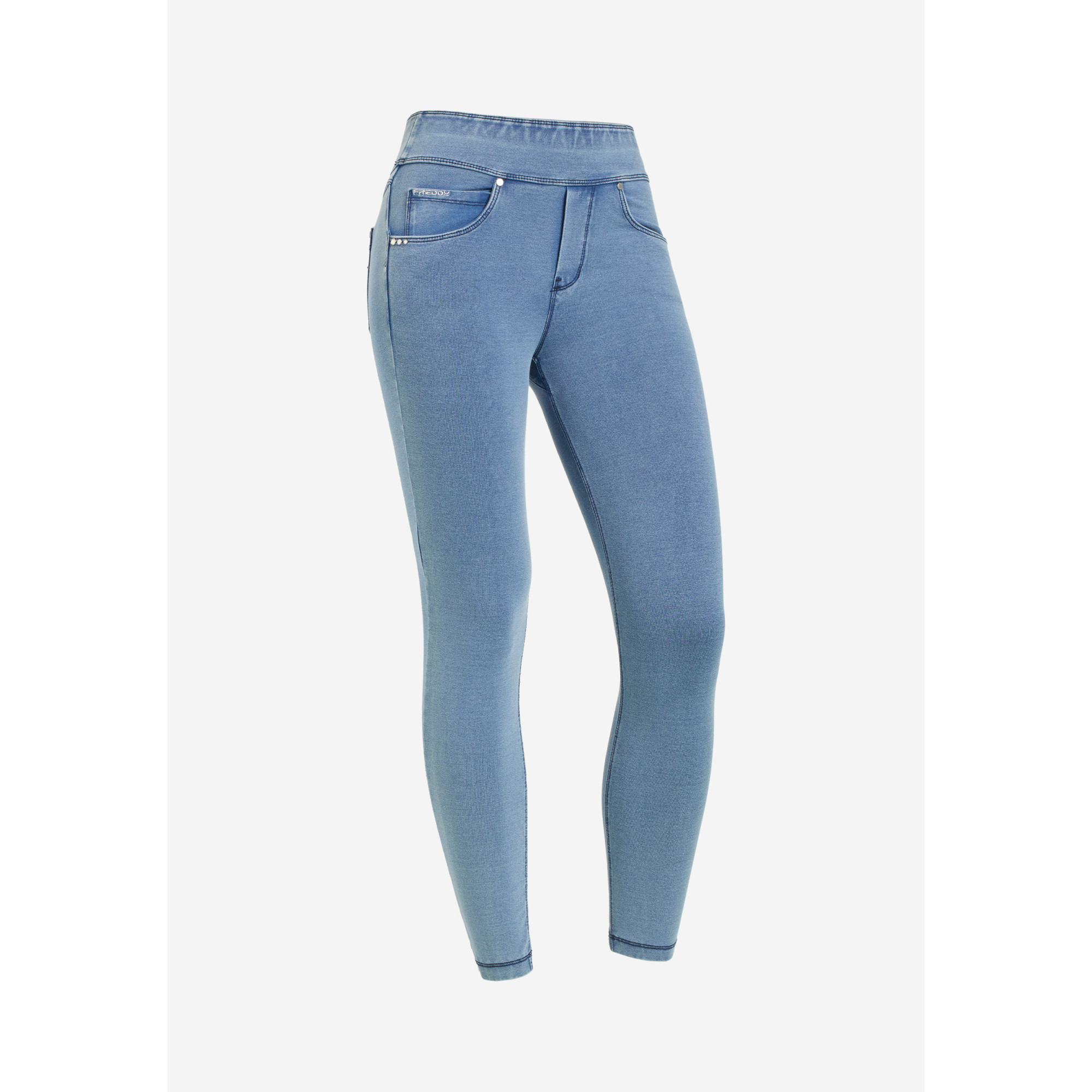 Freddy N.O.W.® Yoga Eco Damen Comfort Jeans - 7/8 Mid Waist Skinny - Denim hell - Blaue Nähte - J107B Freddy N.O.W.® Yoga Eco Damen Comfort Jeans - 7/8 Mid Waist Skinny - Denim hell - Blaue Nähte - J107B