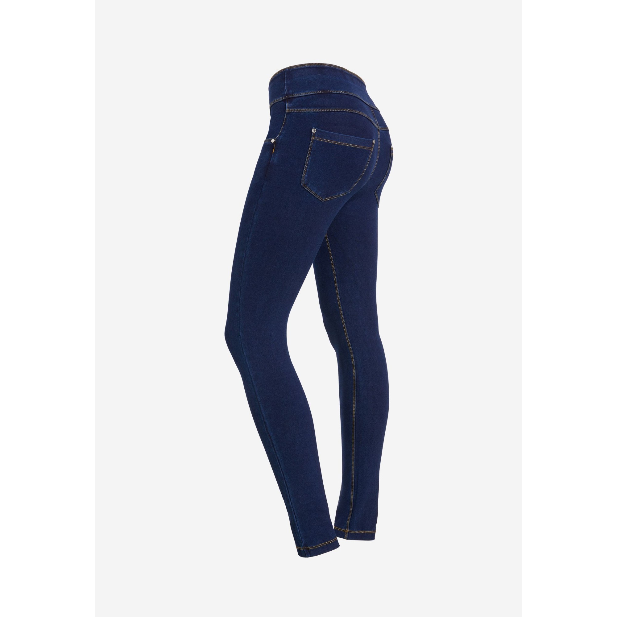 Freddy N.O.W.® Yoga Damen Comfort Jeans - Mid Waist Skinny - Blau - Gelbe Nähte - J0Y Freddy N.O.W.® Yoga Damen Comfort Jeans - Mid Waist Skinny - Blau - Gelbe Nähte - J0Y