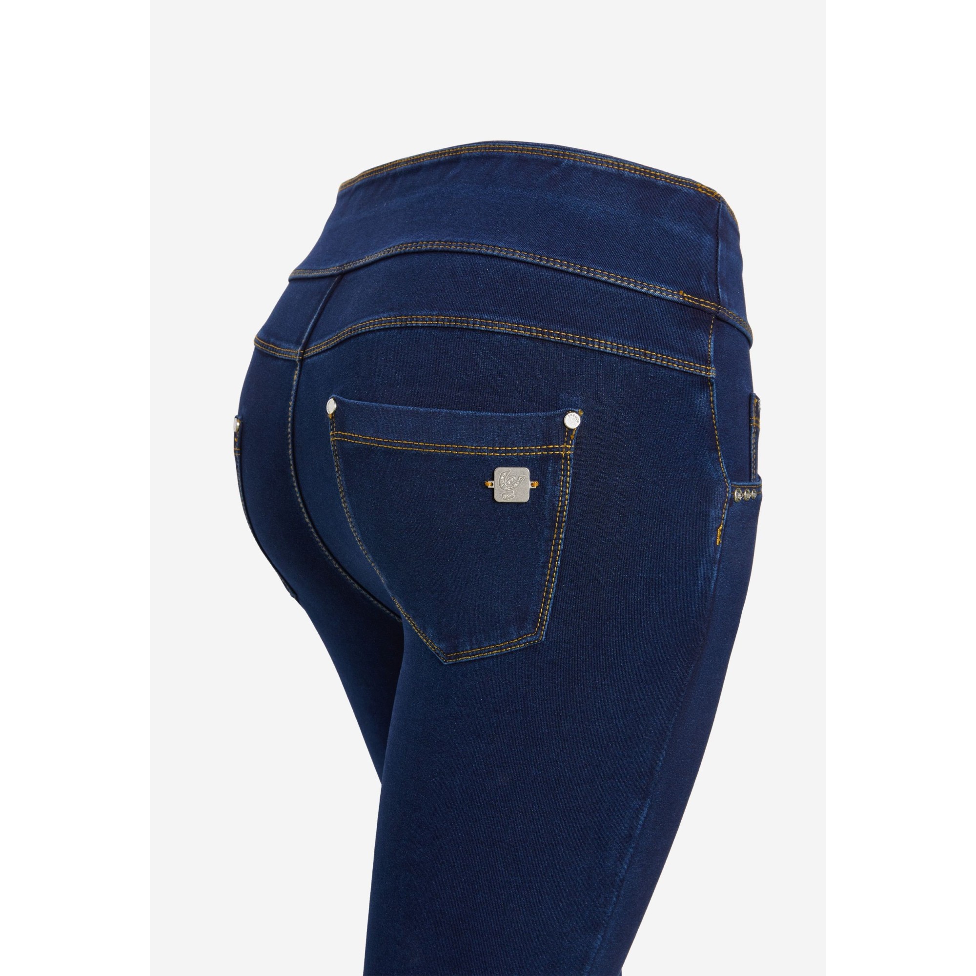 Freddy N.O.W.® Yoga Damen Comfort Jeans - Mid Waist Skinny - Blau - Gelbe Nähte - J0Y Freddy N.O.W.® Yoga Damen Comfort Jeans - Mid Waist Skinny - Blau - Gelbe Nähte - J0Y
