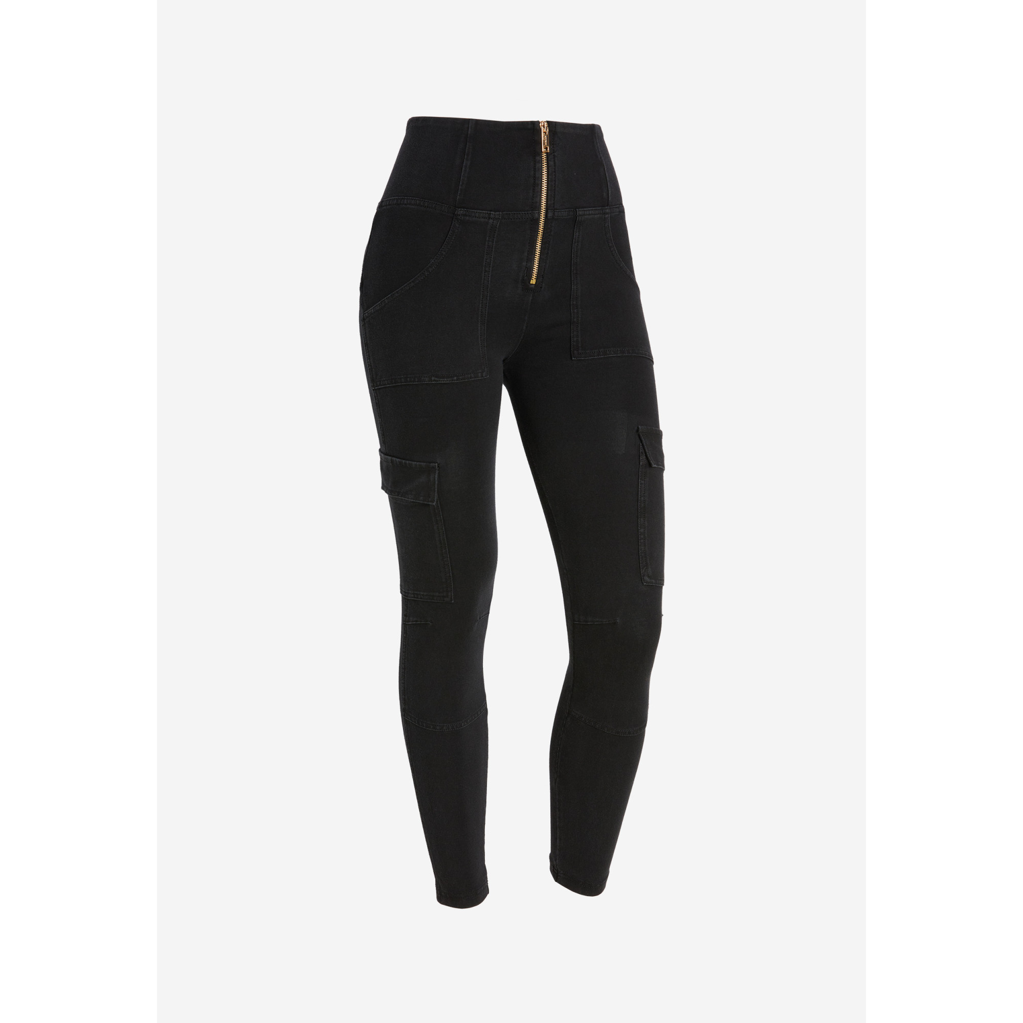Freddy WR.UP® Damen Push-Up Jeans - 7/8 High Waist Skinny - Cargotaschen - Schwarz – Schwarze Nähte - J7N Freddy WR.UP® Damen Push-Up Jeans - 7/8 High Waist Skinny - Cargotaschen - Schwarz – Schwarze Nähte - J7N