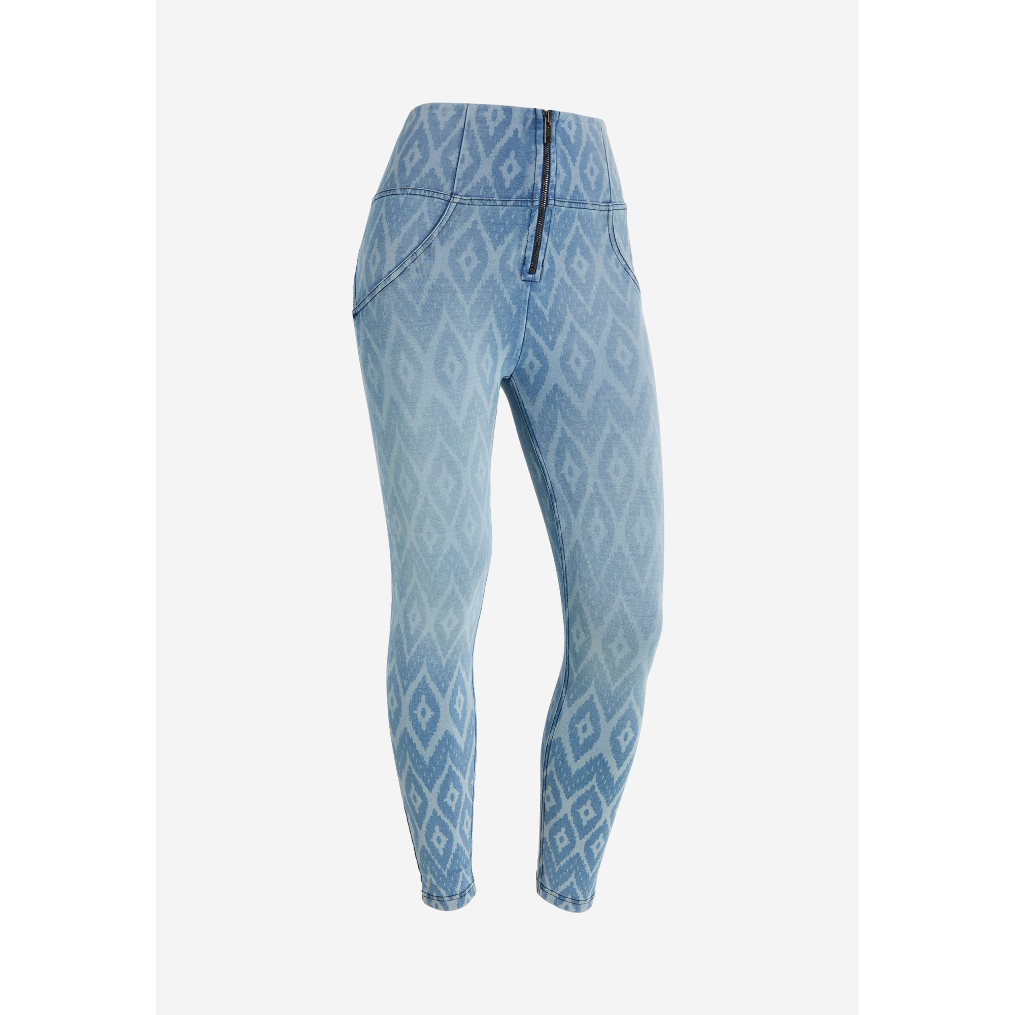 Freddy WR.UP® Damen Push-Up Jeans - 7/8 High Waist Skinny - Allover Laserprint - Denim - Blaue Nähte - J170B Freddy WR.UP® Damen Push-Up Jeans - 7/8 High Waist Skinny - Allover Laserprint - Denim - Blaue Nähte - J170B