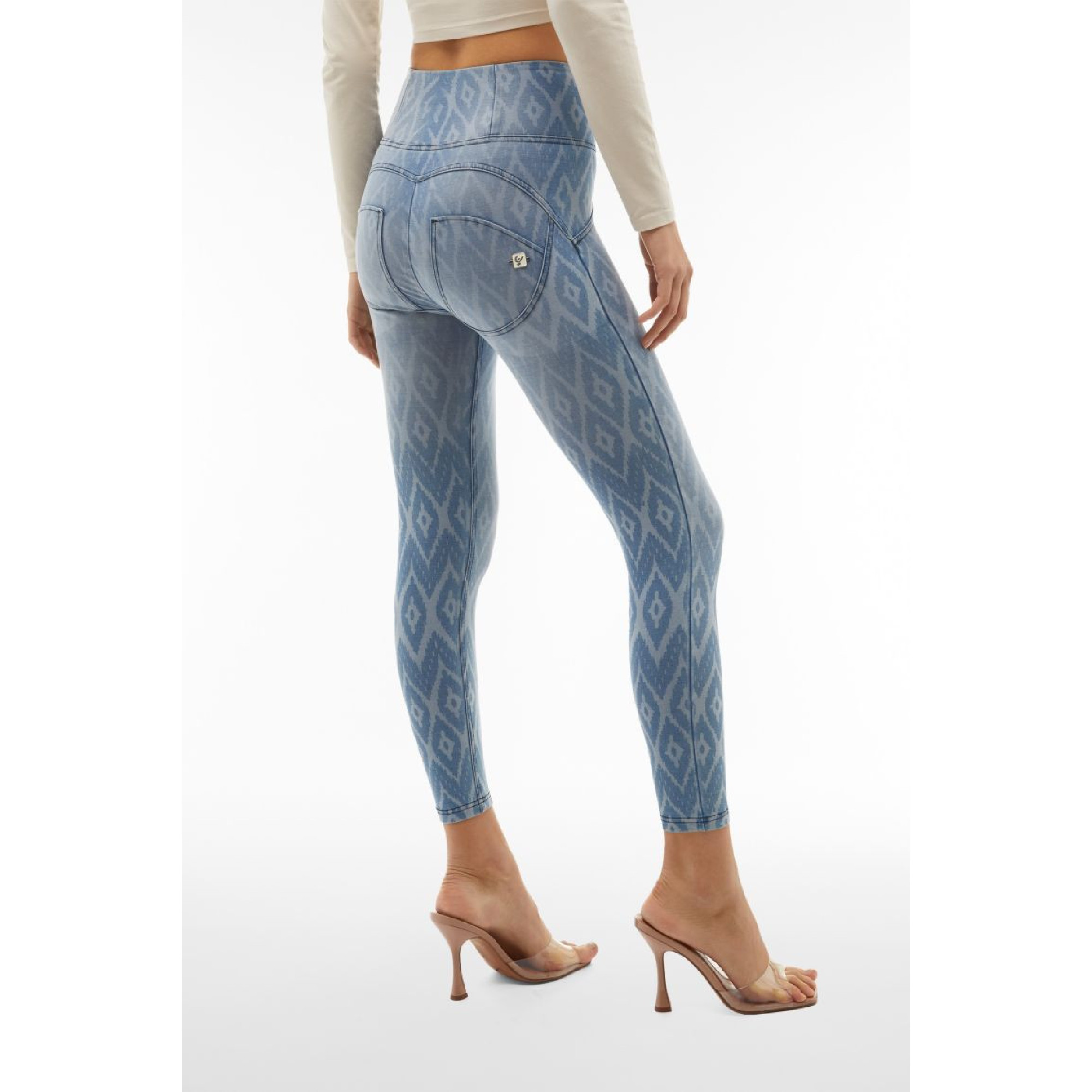 Freddy WR.UP® Damen Push-Up Jeans - 7/8 High Waist Skinny - Allover Laserprint - Denim - Blaue Nähte - J170B Freddy WR.UP® Damen Push-Up Jeans - 7/8 High Waist Skinny - Allover Laserprint - Denim - Blaue Nähte - J170B