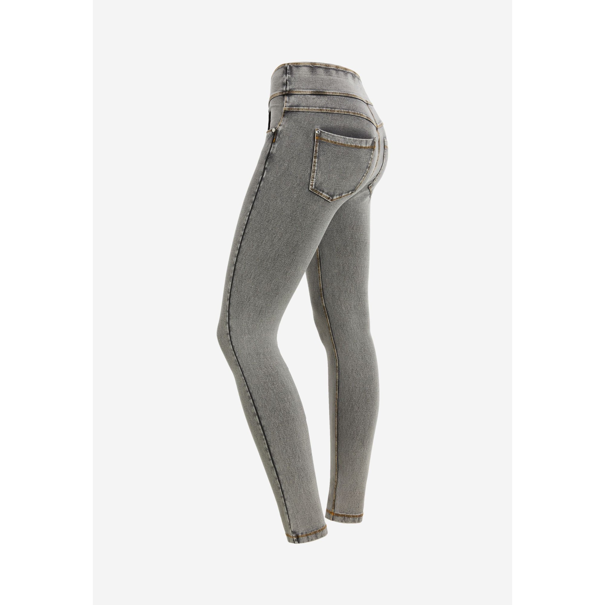 Freddy N.O.W.® Yoga Damen Comfort Jeans - Mid Waist Skinny - Grau – Gelbe Nähte - J3Y Freddy N.O.W.® Yoga Damen Comfort Jeans - Mid Waist Skinny - Grau – Gelbe Nähte - J3Y