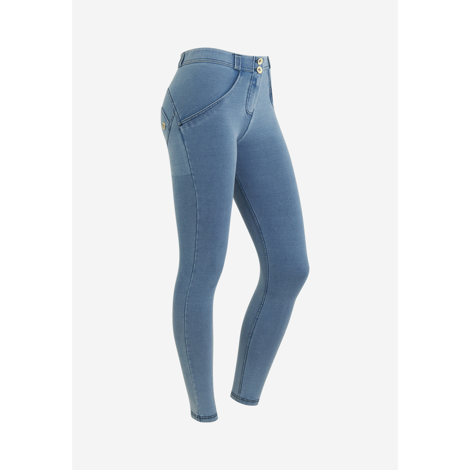 Freddy WR.UP® Damen Push-Up Jeans - 7/8 Regular Waist Skinny - Denim hell - Blaue Nähte - J107B Freddy WR.UP® Damen Push-Up Jeans - 7/8 Regular Waist Skinny - Denim hell - Blaue Nähte - J107B