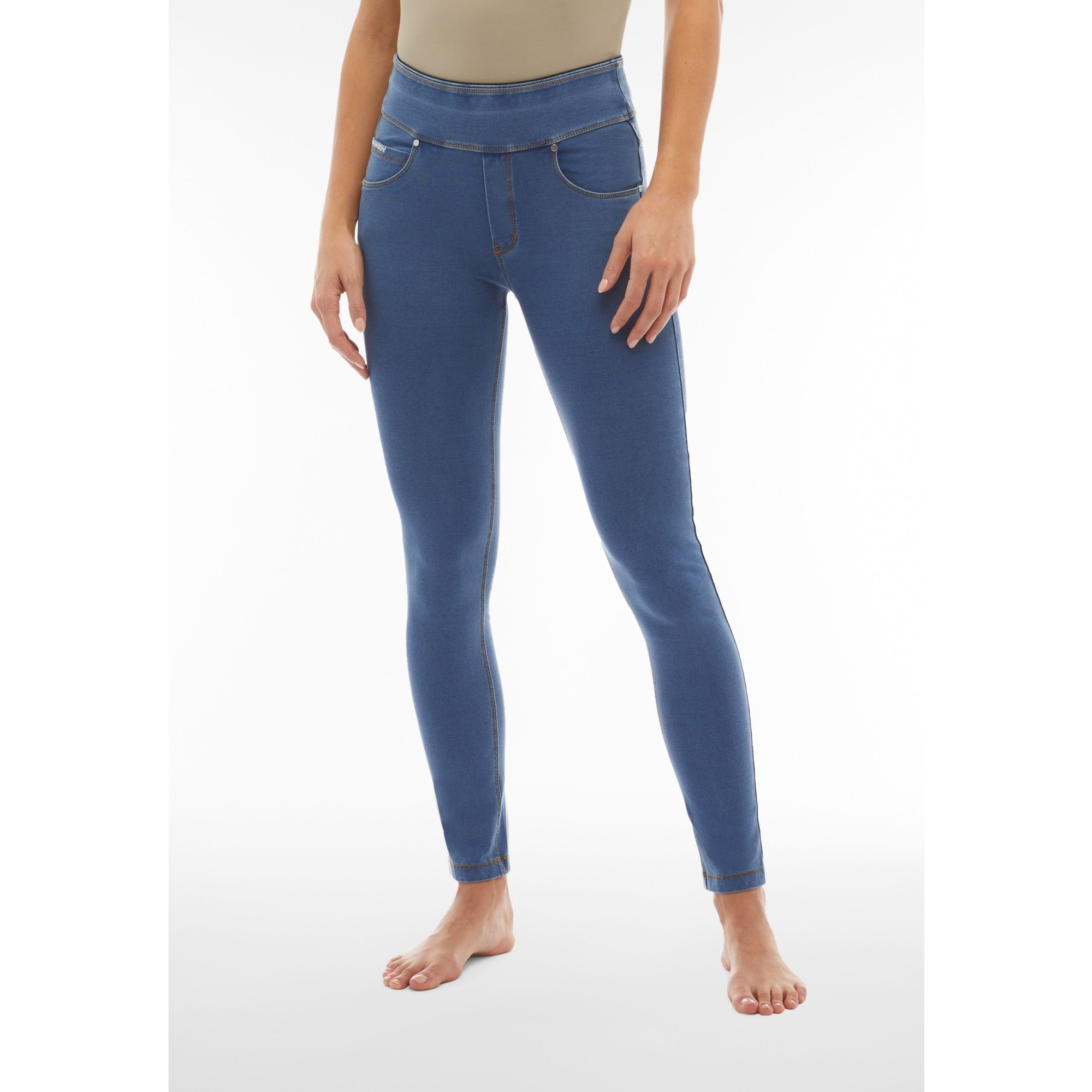 Freddy N.O.W.® Yoga Damen Comfort Jeans - Mid Waist Skinny - Hellblau - Gelbe Nähte - J4Y Freddy N.O.W.® Yoga Damen Comfort Jeans - Mid Waist Skinny - Hellblau - Gelbe Nähte - J4Y